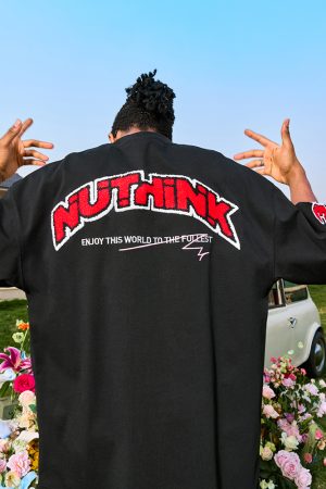 American Retro Embroidered Letter Short-Sleeve T-Shirt for Couples - Trendy 2025 Summer Style