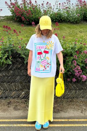 American Retro Food Painting Print Oversized Short-Sleeve T-Shirt for Women - Casual Spicy Girl Style in Pure Cotton