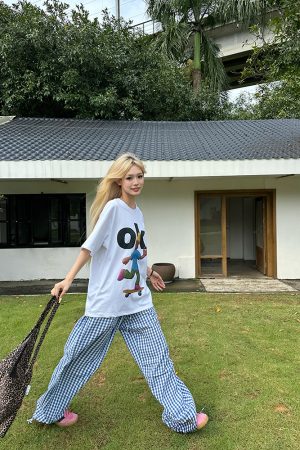 American Retro Fun Letter Print Short Sleeve T-Shirt for Couples - Loose Casual Versatile Top, Y2K Style