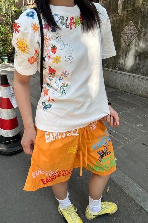 American Retro Fun Printed Letter Short-Sleeve T-Shirt - Unisex Casual Summer Loose Fit Top