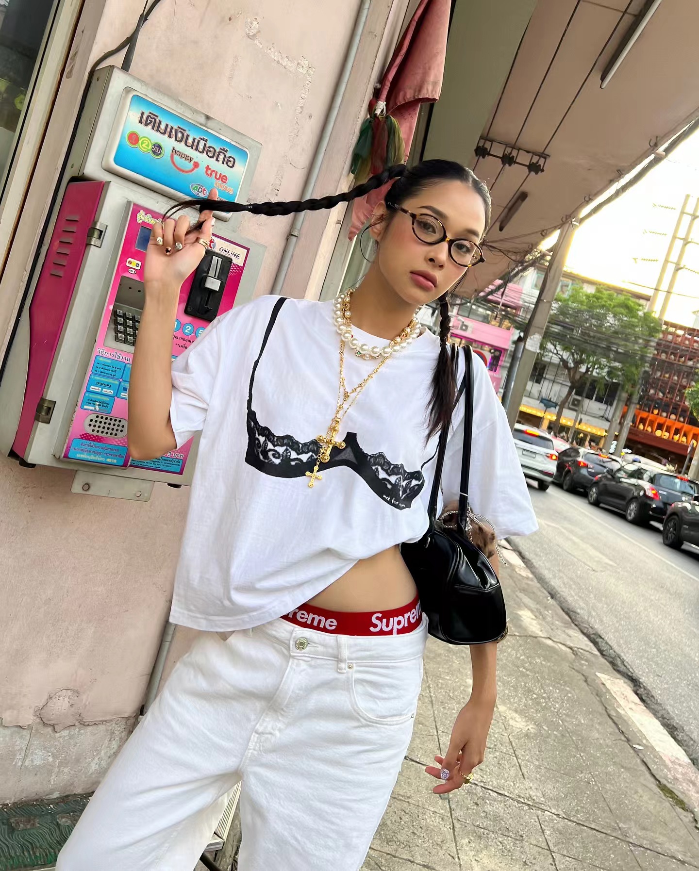 American Retro Lace Corset Short Sleeve T-Shirt for Women - Oversized Spicy Girl Top with Trendy Print American Retro Lace Corset Short Sleeve T-Shirt for Women - Oversized Spicy Girl Top with Trendy Print