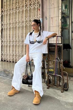 American Retro Lace Corset Short Sleeve T-Shirt for Women - Oversized Spicy Girl Top with Trendy Print