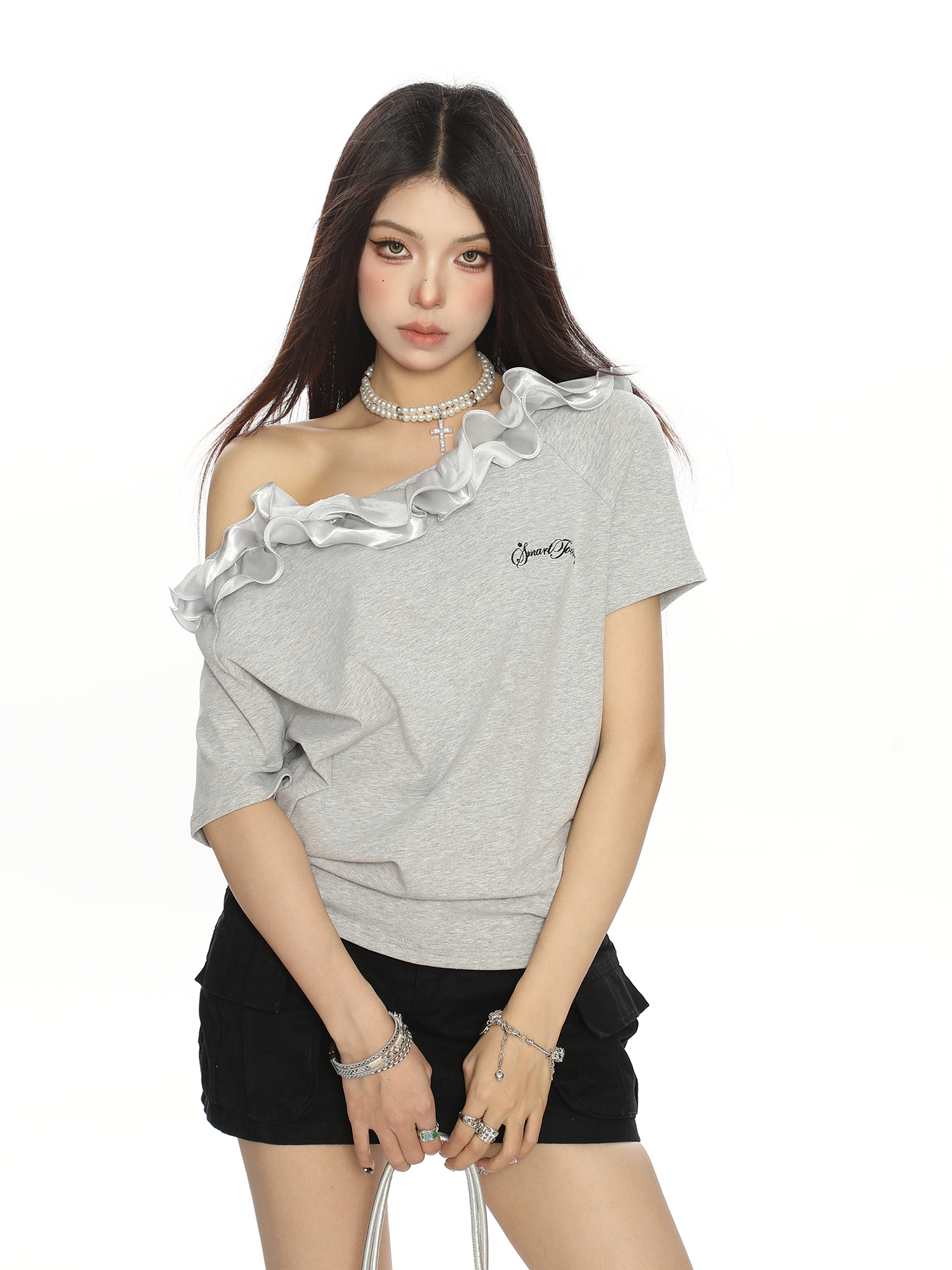American Retro Lace Off-Shoulder One-Shoulder Short Sleeve T-Shirt for Women - Summer Spicy Girl Top, Y2K Fashion Trend American Retro Lace Off-Shoulder One-Shoulder Short Sleeve T-Shirt for Women - Summer Spicy Girl Top, Y2K Fashion Trend