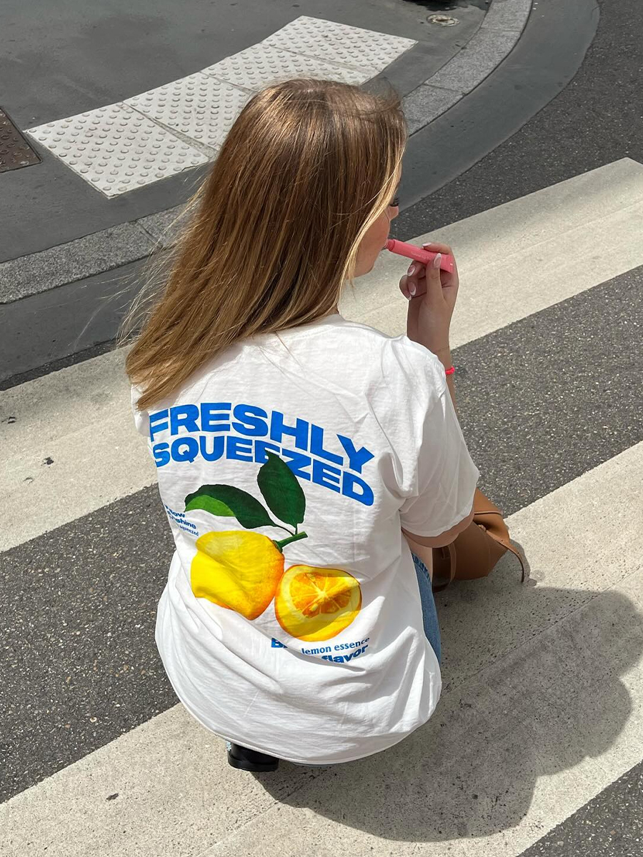 American Retro Lemon Print Oversized Cotton Short Sleeve T-Shirt for Women - Trendy Y2K Style Top American Retro Lemon Print Oversized Cotton Short Sleeve T-Shirt for Women - Trendy Y2K Style Top