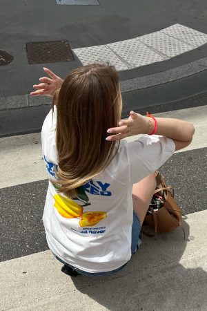 American Retro Lemon Print Oversized Cotton Short Sleeve T-Shirt for Women - Trendy Y2K Style Top