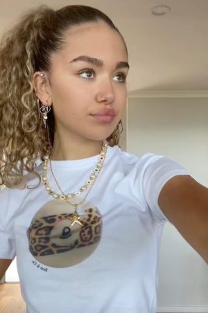 American Retro Leopard Print Short Sleeve Crop Top for Women - Sexy Shoulder-Baring Billiard Style, Sweet and Spicy Fashion