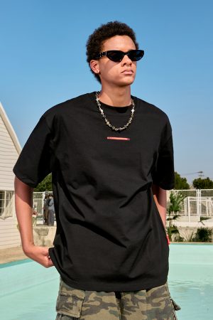 American Retro Letter Print Short Sleeve T-Shirt - Unisex Heavyweight Loose Fit - 2025 Summer Fashion, Y2K Style