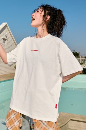 American Retro Letter Print Short Sleeve T-Shirt - Unisex Heavyweight Loose Fit - 2025 Summer Fashion, Y2K Style