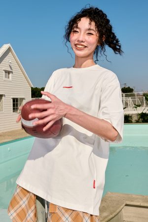 American Retro Letter Print Short Sleeve T-Shirt - Unisex Heavyweight Loose Fit - 2025 Summer Fashion, Y2K Style