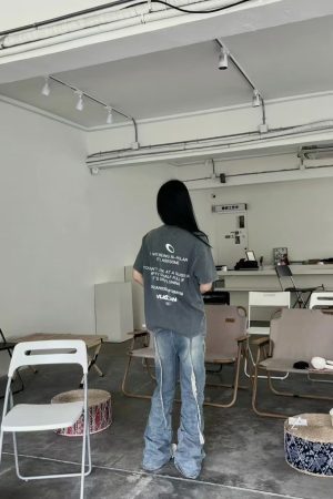 American Retro Letter Print Short-Sleeve T-Shirt for Women - Vintage 90s Loose Heavyweight Summer Top