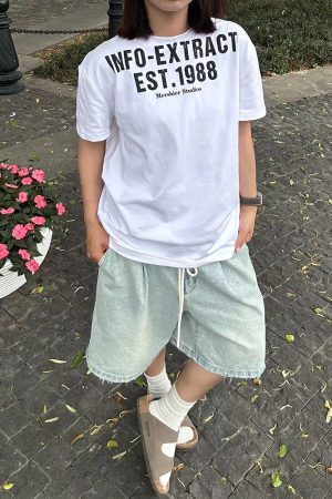 American Retro Letter Slogan Short Sleeve T-Shirt for Couples - Versatile Round Neck Trendy Loose Fit Unisex Top