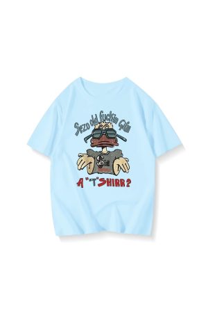 American Retro Oversized Cotton Duck Short-Sleeve T-Shirt for Men and Women, Plus Size, Loose Fit, Trendy Couple's Outfit