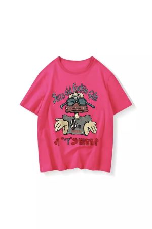 American Retro Oversized Cotton Duck Short-Sleeve T-Shirt for Men and Women, Plus Size, Loose Fit, Trendy Couple's Outfit