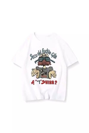 American Retro Oversized Cotton Duck Short-Sleeve T-Shirt for Men and Women, Plus Size, Loose Fit, Trendy Couple's Outfit