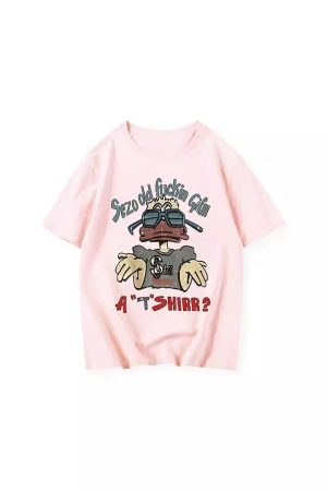 American Retro Oversized Cotton Duck Short-Sleeve T-Shirt for Men and Women, Plus Size, Loose Fit, Trendy Couple's Outfit