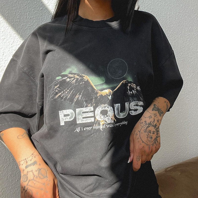 American Retro Oversized T-Shirt for Women - Short Sleeve Boyfriend Style Summer Top in Pure Desire Trend American Retro Oversized T-Shirt for Women - Short Sleeve Boyfriend Style Summer Top in Pure Desire Trend