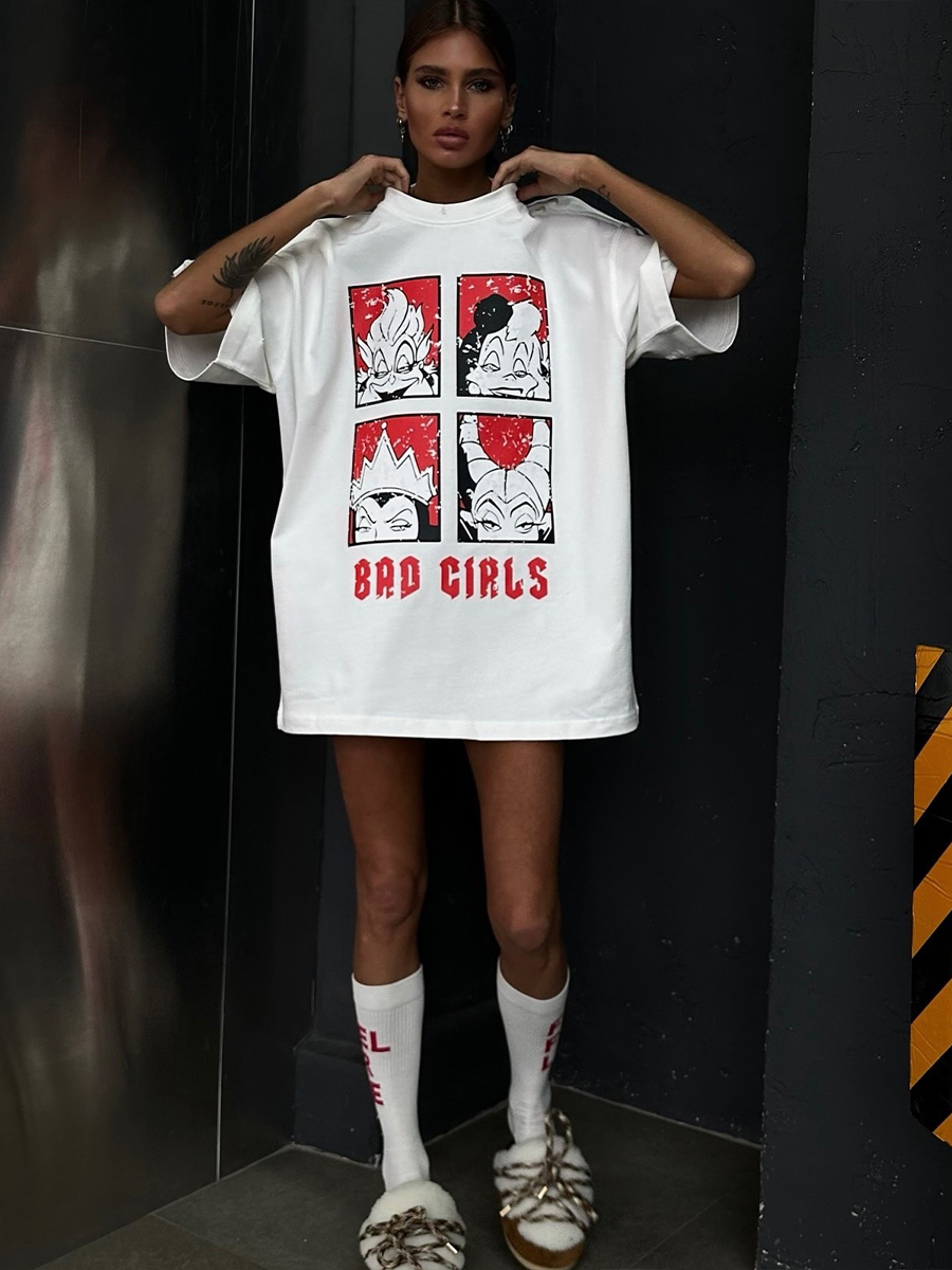 American Retro Quirky Cartoon Mermaid Sea Monster Print Oversized Short Sleeve T-Shirt for Women - Y2K Hot Girl Style American Retro Quirky Cartoon Mermaid Sea Monster Print Oversized Short Sleeve T-Shirt for Women - Y2K Hot Girl Style