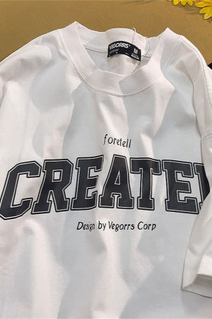 American Retro Style Letter Print Pure Cotton Short-Sleeve T-Shirt for Men and Women, Plus Size, Loose Fit Unisex Top