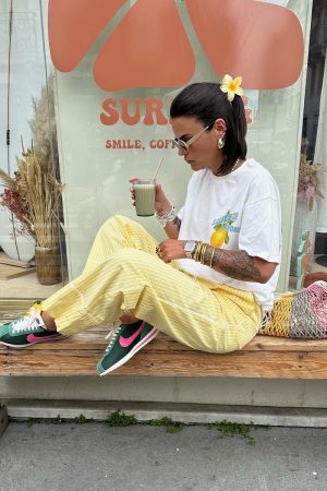 American Retro Summer Fruit Lemon Print Oversized Short Sleeve T-Shirt for Women - Trendy Hot Girl Top