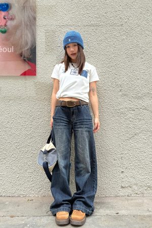 American Retro Washed Low-Rise Straight-Leg Jeans for Women - Versatile Loose Slim-Fit Casual Pants in Vintage Style