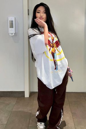 American Retro White Angel Oversized Short Sleeve T-Shirt for Women - Niche Design Spicy Girl Top, 90s Style