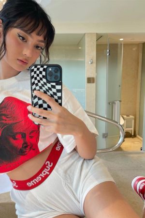 American Retro White Oversized T-Shirt for Women - Summer Short Sleeve Loose Fit Top