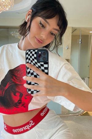 American Retro White Oversized T-Shirt for Women - Summer Short Sleeve Loose Fit Top