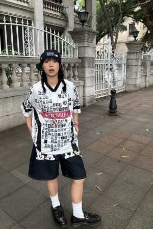 American Style Creative Portrait All-Over Print V-Neck Short Sleeve T-Shirt - Summer Unisex Casual Jersey Top