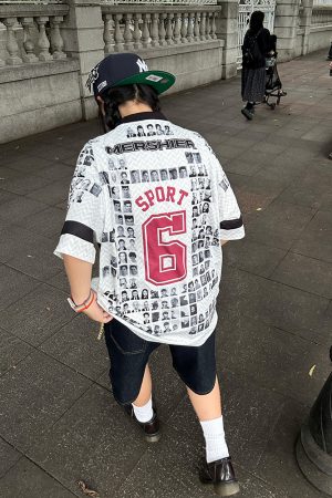 American Style Creative Portrait All-Over Print V-Neck Short Sleeve T-Shirt - Summer Unisex Casual Jersey Top