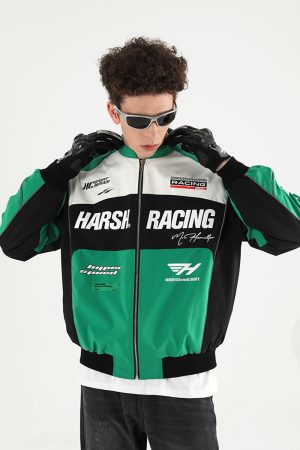 American-Style Motorcycle Racing Jacket | Harsh and Cruel Design | Unisex Biker Jacket for 90s and Y2K Inspired Fashion
