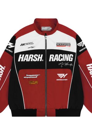 American-Style Motorcycle Racing Jacket | Harsh and Cruel Design | Unisex Biker Jacket for 90s and Y2K Inspired Fashion