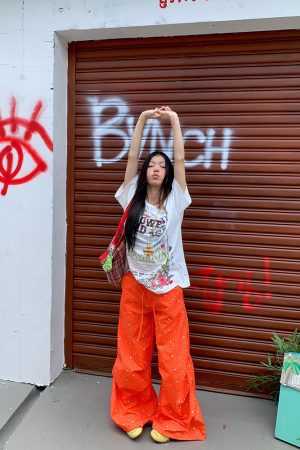 American-Style Star Print Wide-Leg Casual Trousers for Men and Women - Loose-Fitting Floor-Length Dopamine Pants