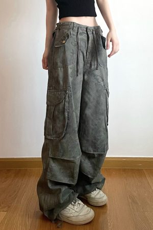 American Vintage Camouflage Cargo Pants for Women - Hip-Hop Inspired Loose Fit Denim Casual Trousers, Versatile and Stylish