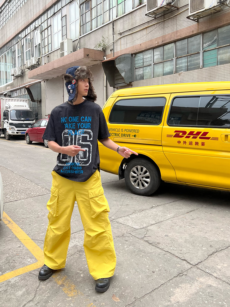 American Vintage Distressed Letter Print Short Sleeve Unisex Casual Summer T-Shirt - Versatile Sports Trend for 90s Style American Vintage Distressed Letter Print Short Sleeve Unisex Casual Summer T-Shirt - Versatile Sports Trend for 90s Style