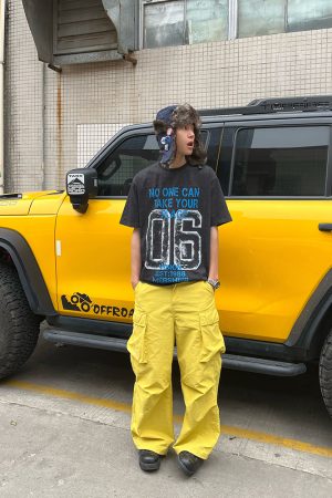 American Vintage Distressed Letter Print Short Sleeve Unisex Casual Summer T-Shirt - Versatile Sports Trend for 90s Style