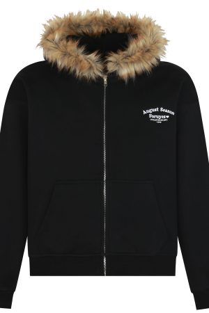 American Vintage Fur Collar Fleece Lined Hooded Sweatshirt for Couples - Retro 90s Style Jacket