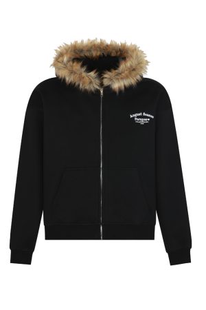 American Vintage Fur Collar Fleece Lined Hooded Sweatshirt for Couples - Retro 90s Style Jacket