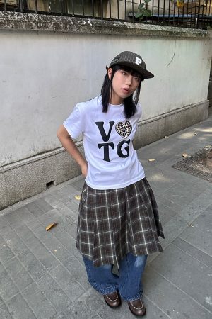 American Vintage Heart Letter Print Short Sleeve T-Shirt for Men and Women - Casual Loose Fit, 2025 Spring/Summer Style