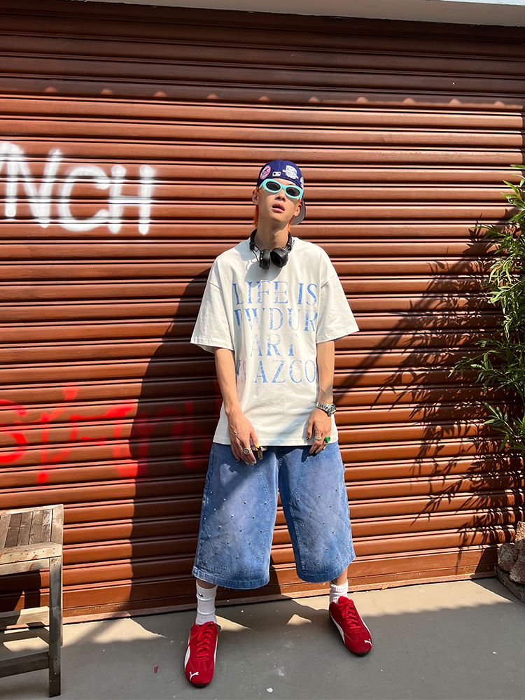 American Vintage Letter Print Short Sleeve Unisex Loose Casual Summer T-Shirt - Versatile 90s Inspired Essential Top American Vintage Letter Print Short Sleeve Unisex Loose Casual Summer T-Shirt - Versatile 90s Inspired Essential Top