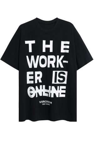 American Vintage Letter Print T-Shirt for Men and Women, Loose Casual Streetwear Short Sleeve Top, 90s Summer Style