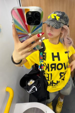 American Vintage Letter Print T-Shirt for Men and Women, Loose Casual Streetwear Short Sleeve Top, 90s Summer Style