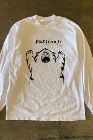 American Vintage Oversized Long Sleeve T-Shirt in 310g Pure Cotton - Non-Transparent, Versatile Street Style for Effortless 90s Look