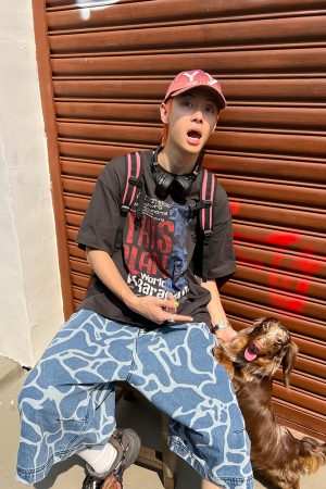 American Vintage Washed Letter Print Short Sleeve T-Shirt for Men and Women, Casual Summer Top, Y2K Style, Loose Fit