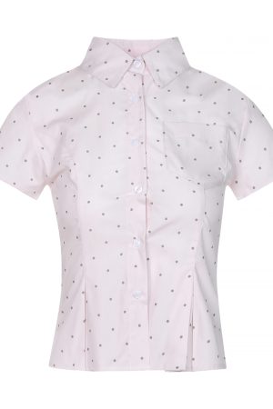 American Vintage Women's Slim Fit Polka Dot Shirt with Lapel, Regular Shoulder, Retro Style, Perfect for Casual or Y2K Outfits