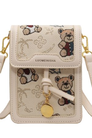 Artistic Cartoon Phone Bag for Women - Versatile Textured Crossbody Shoulder Bag - Trendy Autumn 2025 Fashion