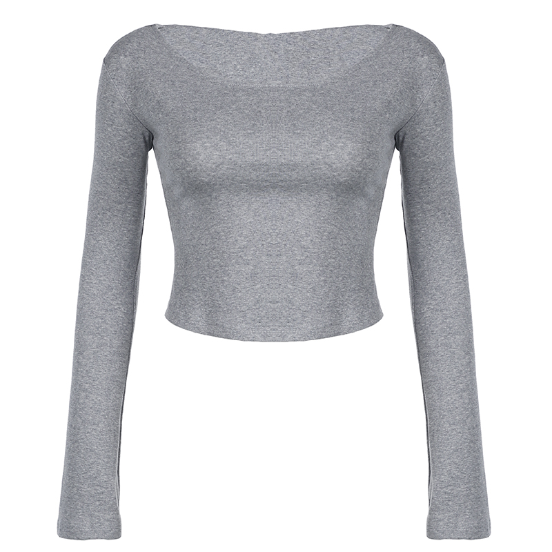Ash Gray Off-Shoulder Hoodie T-Shirt for Women, Short Style Slim Fit, Versatile Cool Long Sleeve Top, Y2K Casual Fashion Ash Gray Off-Shoulder Hoodie T-Shirt for Women, Short Style Slim Fit, Versatile Cool Long Sleeve Top, Y2K Casual Fashion
