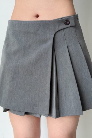 Asymmetric Pleated Skirt for Women - Low-Waist A-Line Short Skirt, European American Style, Anti-Exposure Fashion Trend