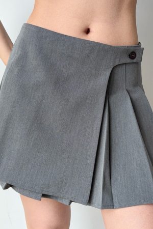 Asymmetric Pleated Skirt for Women - Low-Waist A-Line Short Skirt, European American Style, Anti-Exposure Fashion Trend