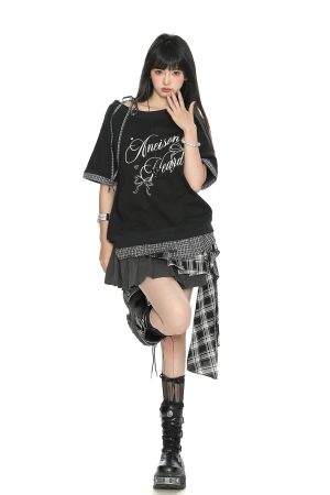 Asymmetrical Bow Tie Two-Piece Short Sleeve T-Shirt for Women - Summer Slimming Top in Korean Style