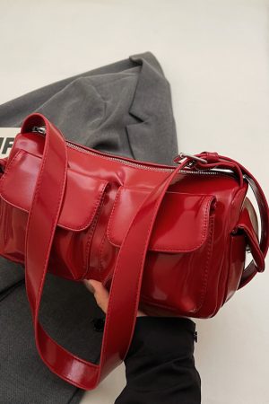 Autumn Angola Red Vintage Small Square Bag for Women - Trendy Shoulder Crossbody Bag 2025 Fashion Essential